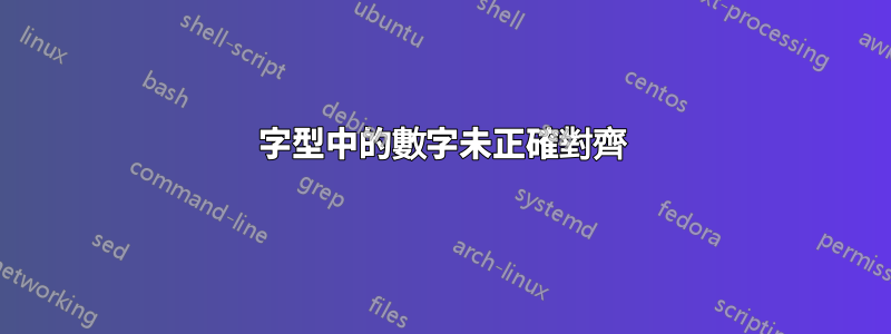 字型中的數字未正確對齊
