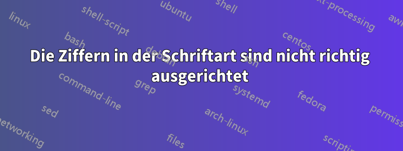 Die Ziffern in der Schriftart sind nicht richtig ausgerichtet