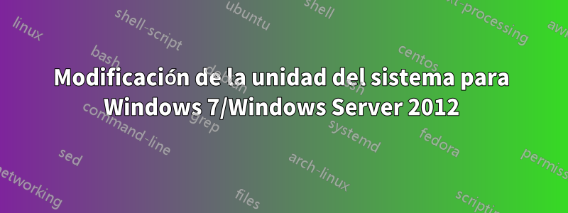 Modificación de la unidad del sistema para Windows 7/Windows Server 2012