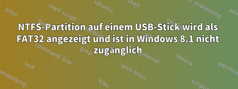 NTFS-Partition auf einem USB-Stick wird als FAT32 angezeigt und ist in Windows 8.1 nicht zugänglich