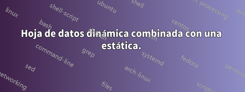 Hoja de datos dinámica combinada con una estática.