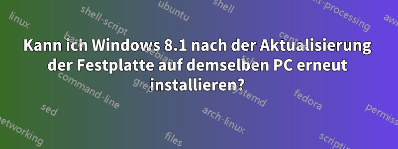 Kann ich Windows 8.1 nach der Aktualisierung der Festplatte auf demselben PC erneut installieren?
