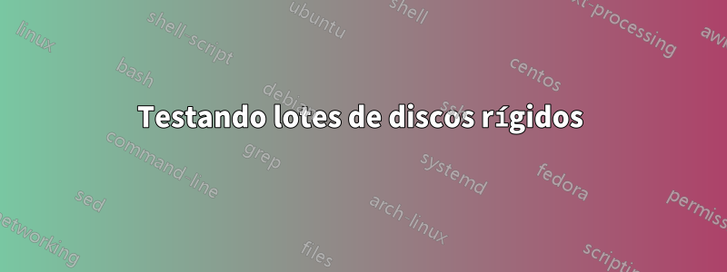 Testando lotes de discos rígidos