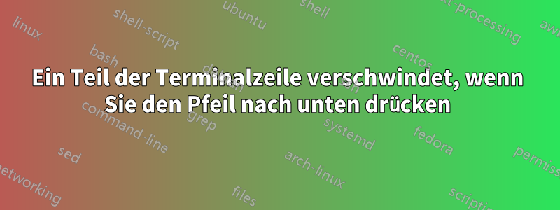 Ein Teil der Terminalzeile verschwindet, wenn Sie den Pfeil nach unten drücken