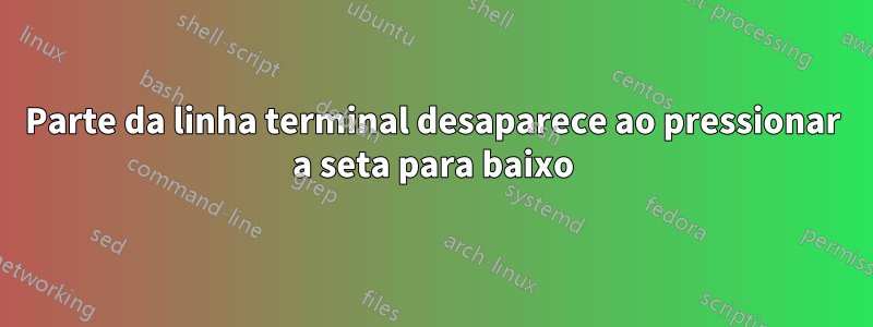 Parte da linha terminal desaparece ao pressionar a seta para baixo