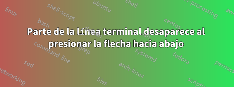 Parte de la línea terminal desaparece al presionar la flecha hacia abajo