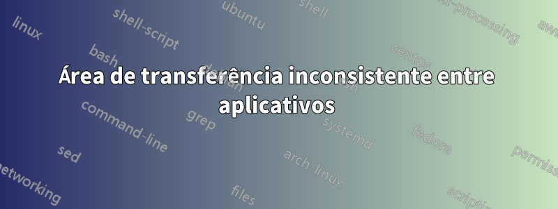 Área de transferência inconsistente entre aplicativos