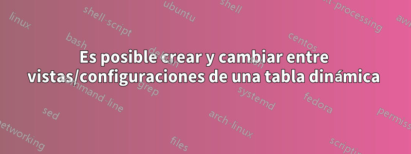 Es posible crear y cambiar entre vistas/configuraciones de una tabla dinámica