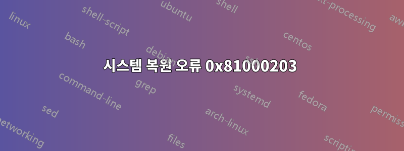 시스템 복원 오류 0x81000203