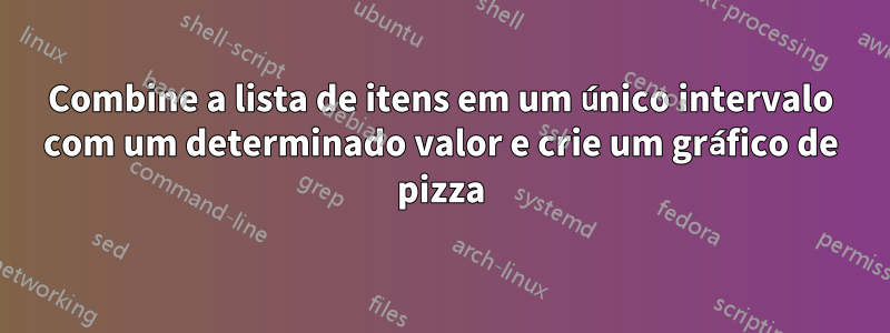 Combine a lista de itens em um único intervalo com um determinado valor e crie um gráfico de pizza