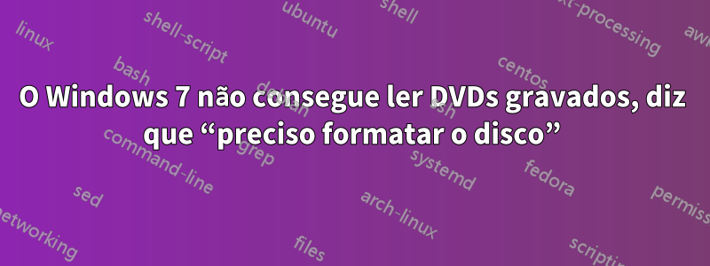 O Windows 7 não consegue ler DVDs gravados, diz que “preciso formatar o disco”