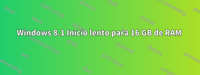 Windows 8.1 Inicio lento para 16 GB de RAM