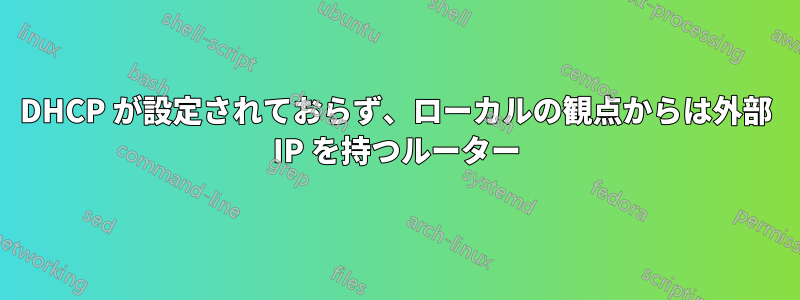 DHCP が設定されておらず、ローカルの観点からは外部 IP を持つルーター