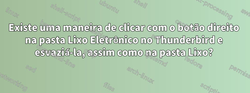 Existe uma maneira de clicar com o botão direito na pasta Lixo Eletrônico no Thunderbird e esvaziá-la, assim como na pasta Lixo?