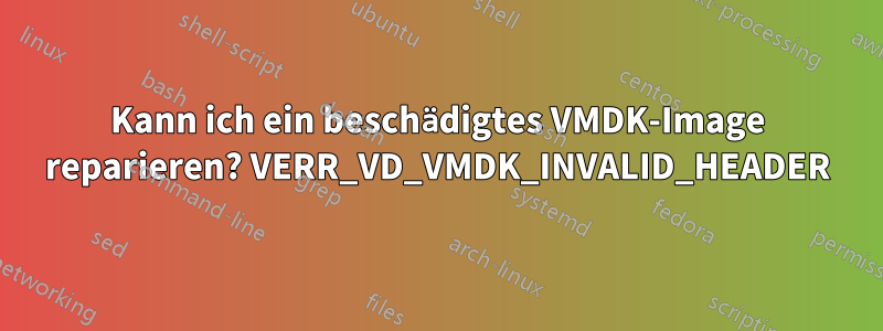 Kann ich ein beschädigtes VMDK-Image reparieren? VERR_VD_VMDK_INVALID_HEADER