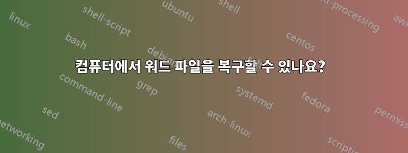컴퓨터에서 워드 파일을 복구할 수 있나요? 
