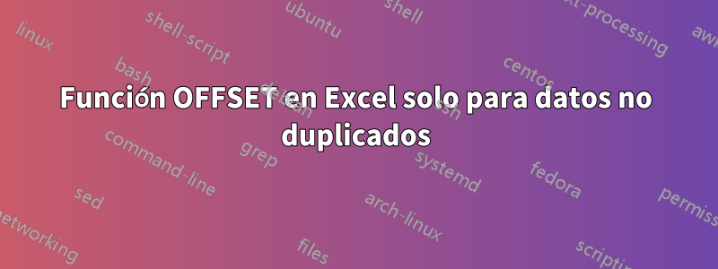 Función OFFSET en Excel solo para datos no duplicados