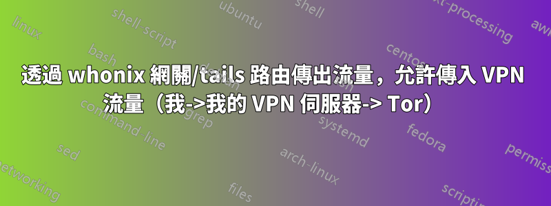 透過 whonix 網關/tails 路由傳出流量，允許傳入 VPN 流量（我->我的 VPN 伺服器-> Tor）