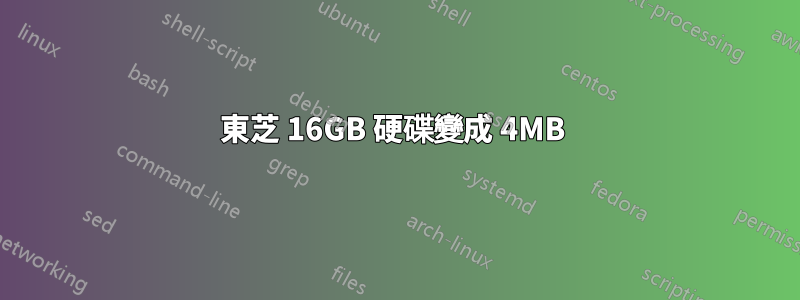 東芝 16GB 硬碟變成 4MB 