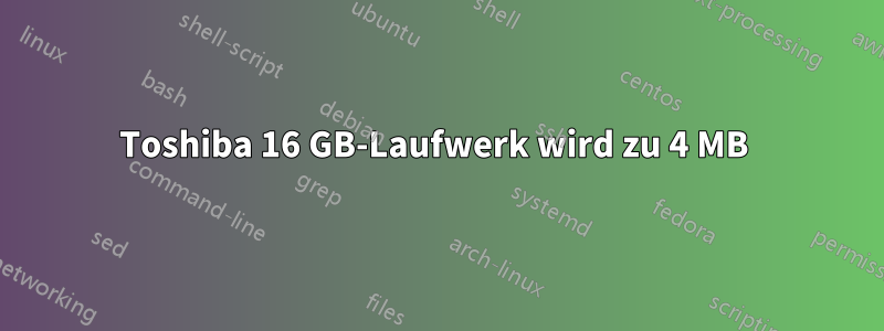 Toshiba 16 GB-Laufwerk wird zu 4 MB 