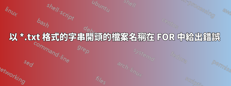 以 *.txt 格式的字串開頭的檔案名稱在 FOR 中給出錯誤