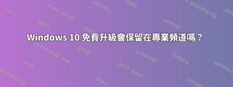 Windows 10 免費升級會保留在專業頻道嗎？