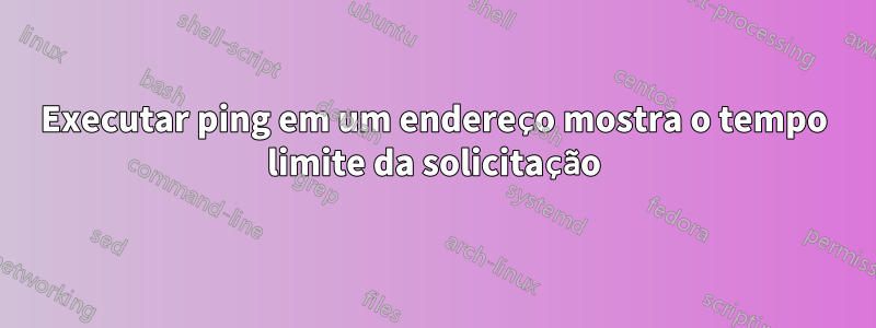 Executar ping em um endereço mostra o tempo limite da solicitação