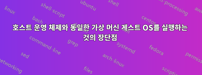 호스트 운영 체제와 동일한 가상 머신 게스트 OS를 실행하는 것의 장단점