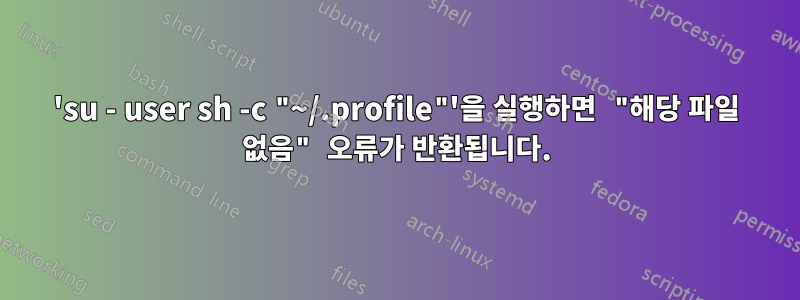 'su - user sh -c "~/.profile"'을 실행하면 "해당 파일 없음" 오류가 반환됩니다.