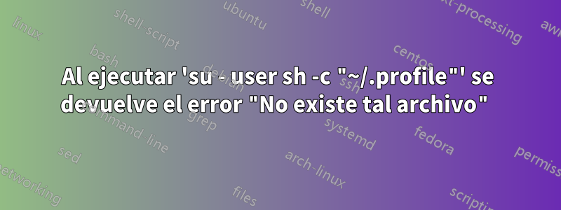 Al ejecutar 'su - user sh -c "~/.profile"' se devuelve el error "No existe tal archivo"