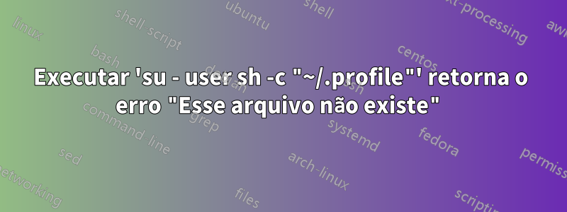 Executar 'su - user sh -c "~/.profile"' retorna o erro "Esse arquivo não existe"