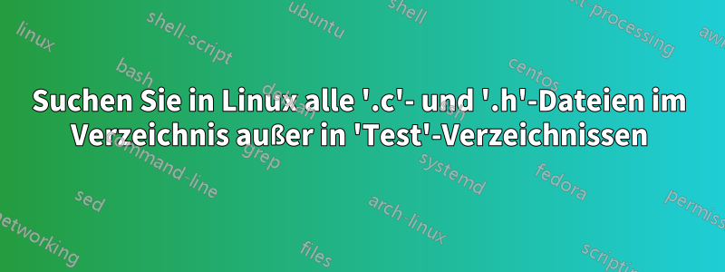 Suchen Sie in Linux alle '.c'- und '.h'-Dateien im Verzeichnis außer in 'Test'-Verzeichnissen