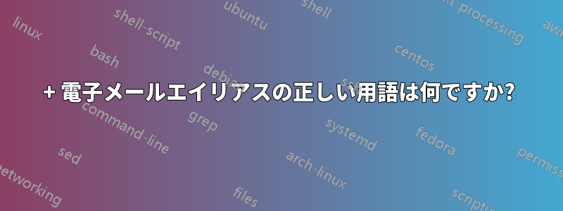 + 電子メールエイリアスの正しい用語は何ですか?