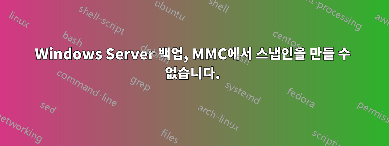 Windows Server 백업, MMC에서 스냅인을 만들 수 없습니다.