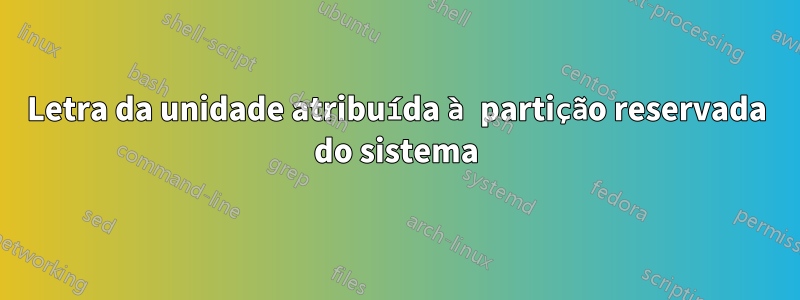 Letra da unidade atribuída à partição reservada do sistema