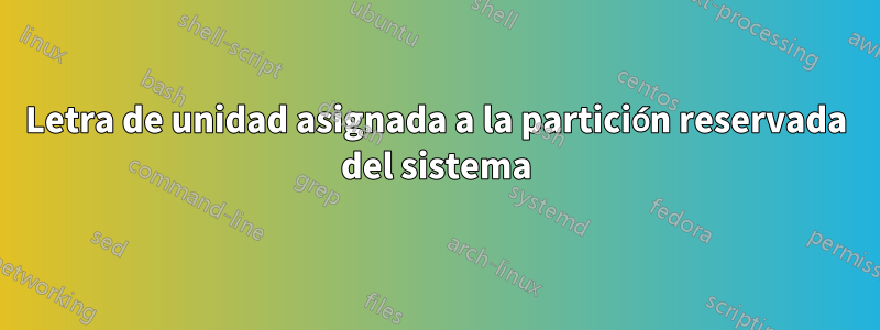 Letra de unidad asignada a la partición reservada del sistema