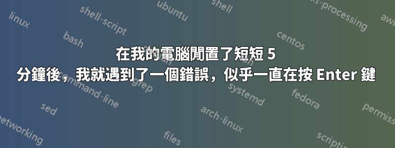 在我的電腦閒置了短短 5 分鐘後，我就遇到了一個錯誤，似乎一直在按 Enter 鍵