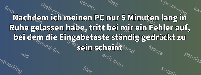 Nachdem ich meinen PC nur 5 Minuten lang in Ruhe gelassen habe, tritt bei mir ein Fehler auf, bei dem die Eingabetaste ständig gedrückt zu sein scheint