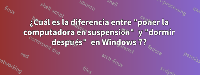 ¿Cuál es la diferencia entre "poner la computadora en suspensión" y "dormir después" en Windows 7?