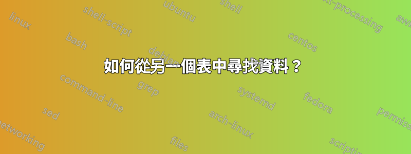 如何從另一個表中尋找資料？