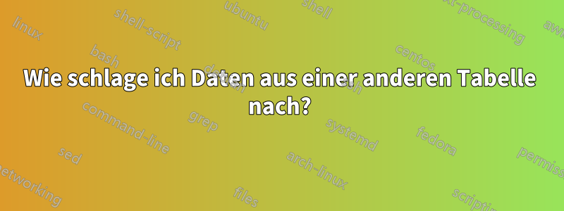 Wie schlage ich Daten aus einer anderen Tabelle nach?