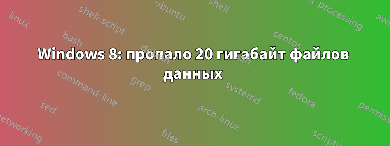 Windows 8: пропало 20 гигабайт файлов данных