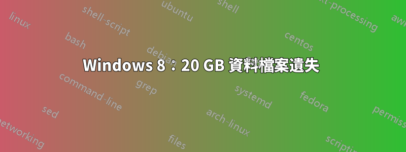 Windows 8：20 GB 資料檔案遺失