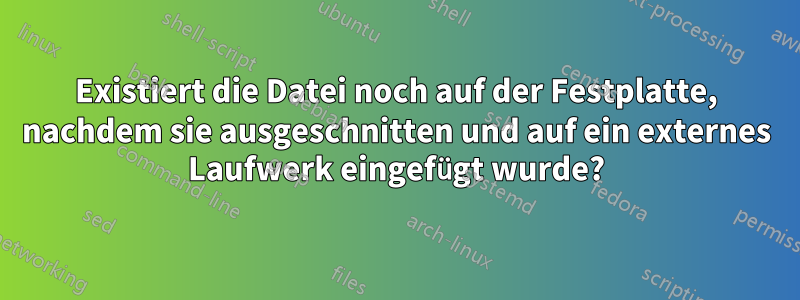 Existiert die Datei noch auf der Festplatte, nachdem sie ausgeschnitten und auf ein externes Laufwerk eingefügt wurde?