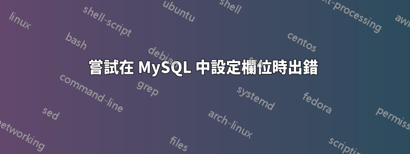 嘗試在 MySQL 中設定欄位時出錯