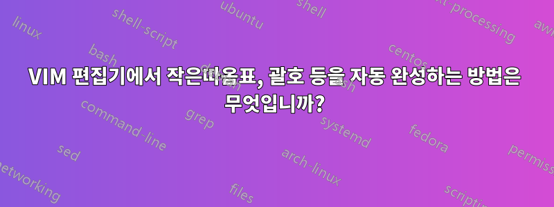 VIM 편집기에서 작은따옴표, 괄호 등을 자동 완성하는 방법은 무엇입니까?