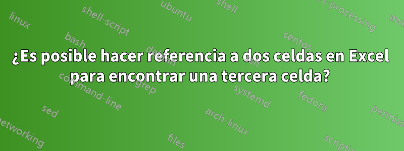 ¿Es posible hacer referencia a dos celdas en Excel para encontrar una tercera celda?