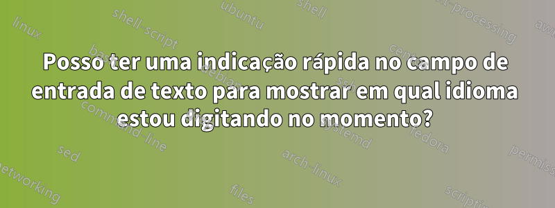 Posso ter uma indicação rápida no campo de entrada de texto para mostrar em qual idioma estou digitando no momento?