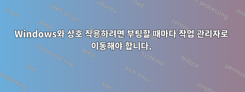 Windows와 상호 작용하려면 부팅할 때마다 작업 관리자로 이동해야 합니다.