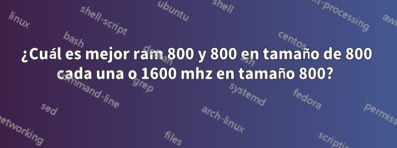 ¿Cuál es mejor ram 800 y 800 en tamaño de 800 cada una o 1600 mhz en tamaño 800? 